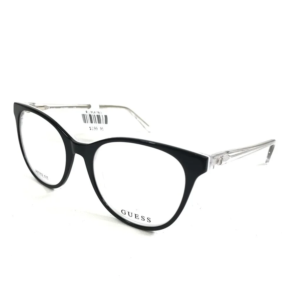Guess Petite Fit Eyeglasses Frames GU2734 003 Black White Clear Round 49-17-140